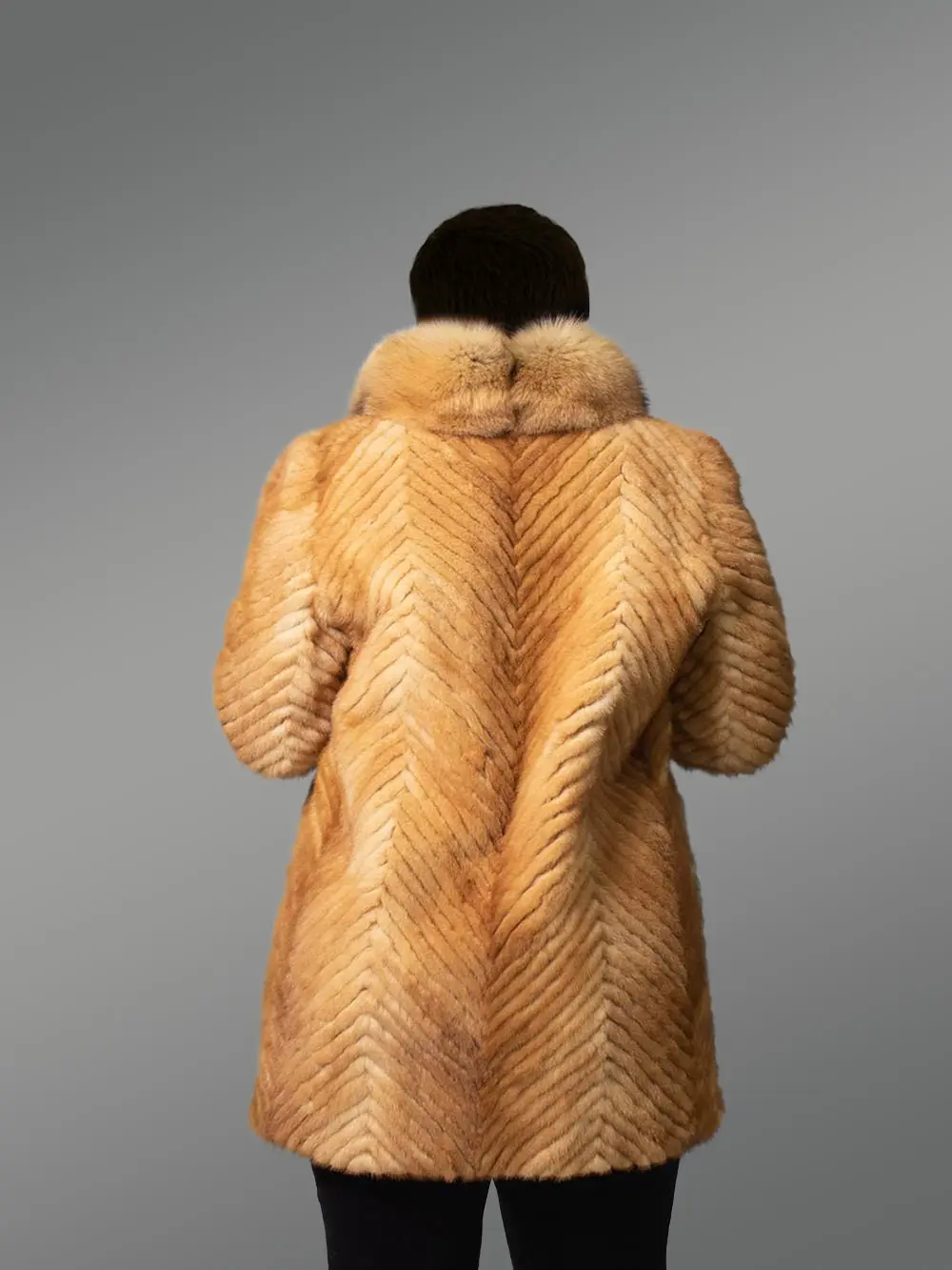 mens mink stroller in whiskey back view