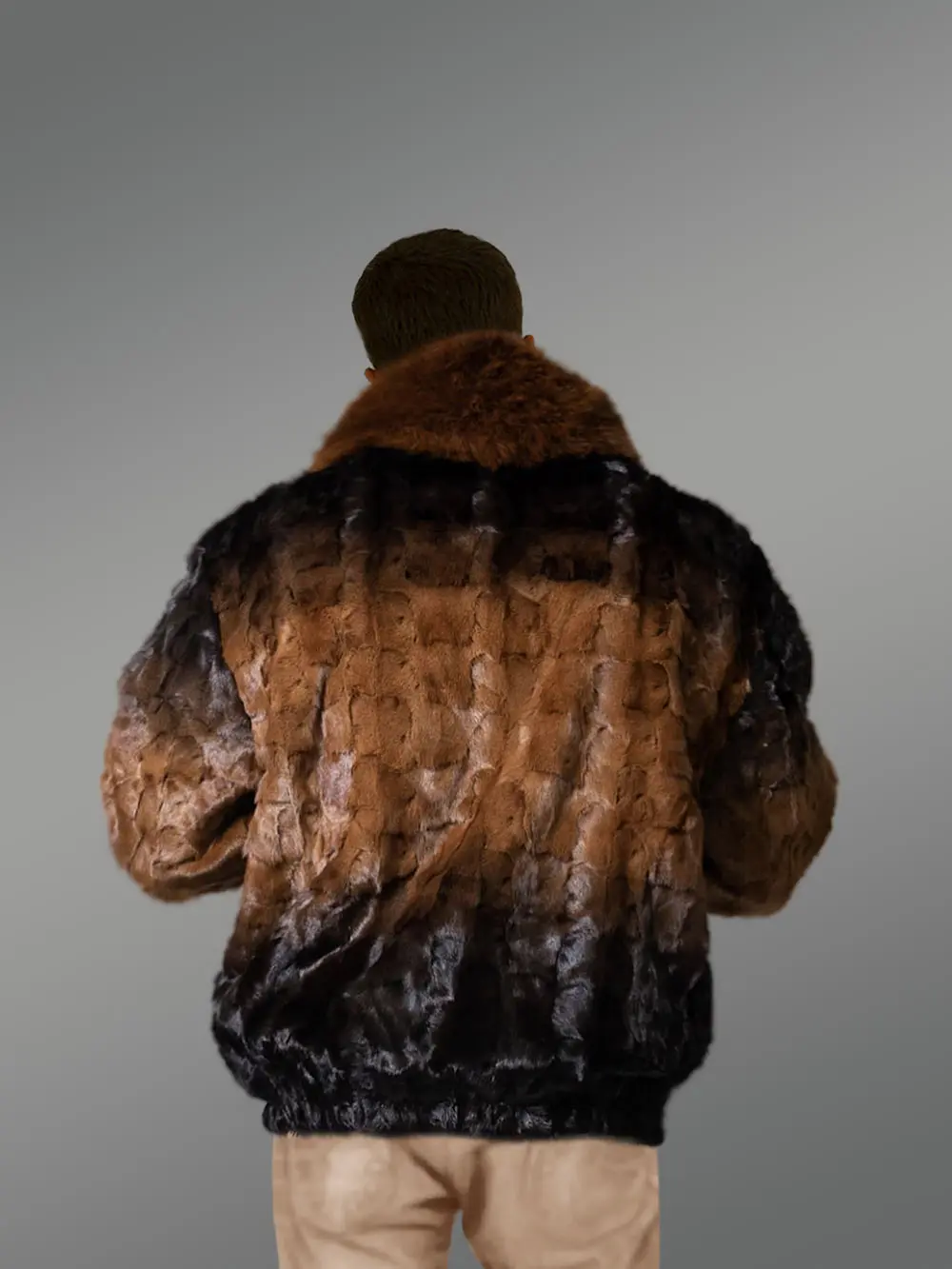 Mink Dual Tone Bomber with Fox Fur Collar - Image 2