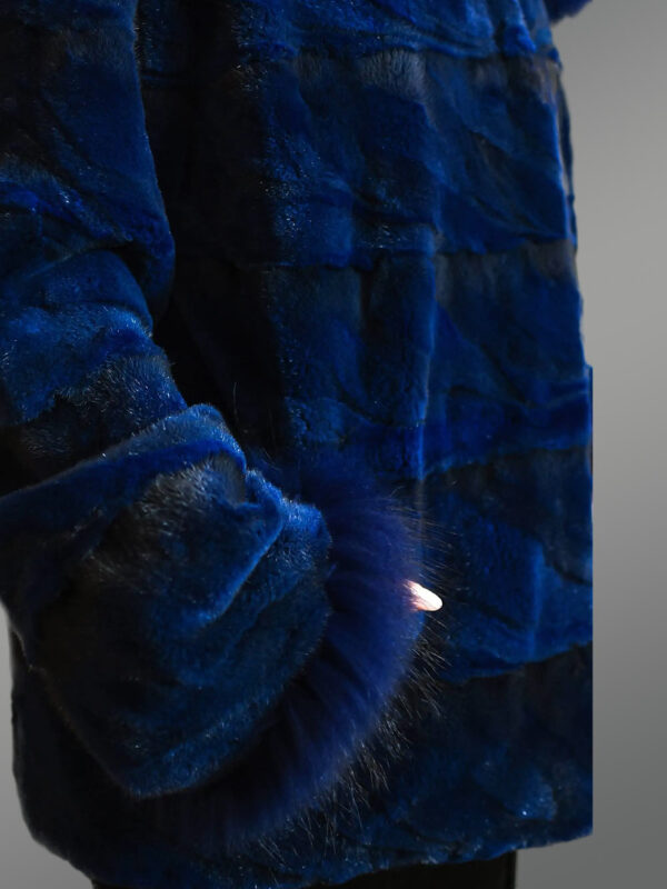 Womens Mink Blue Coat with Fox Fur brings Unparallel Charm and Warmth - Image 6