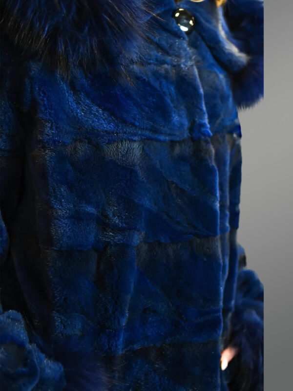 Womens Mink Blue Coat with Fox Fur brings Unparallel Charm and Warmth - Image 4