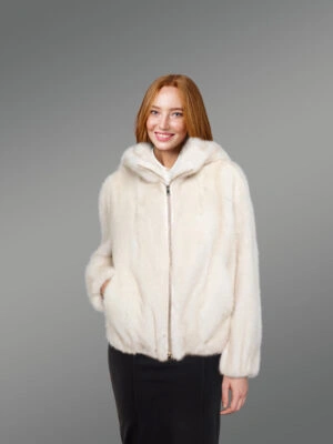 Womens Full Skin White Mink Jacket – Versatile Outfit with Classy Charm
