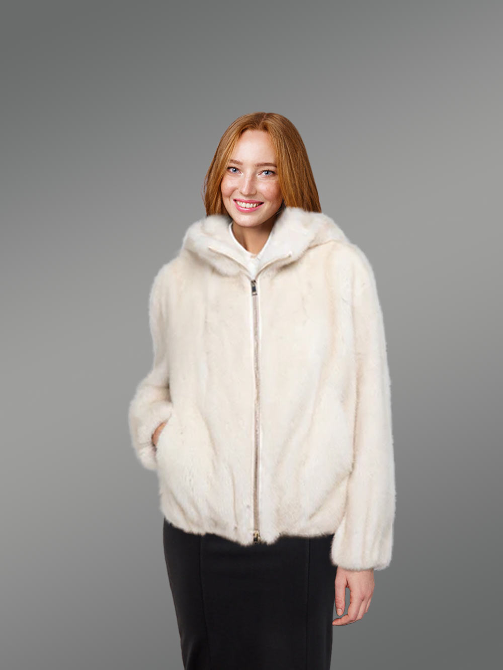 Womens Full Skin White Mink Jacket – Versatile Outfit with Classy Charm