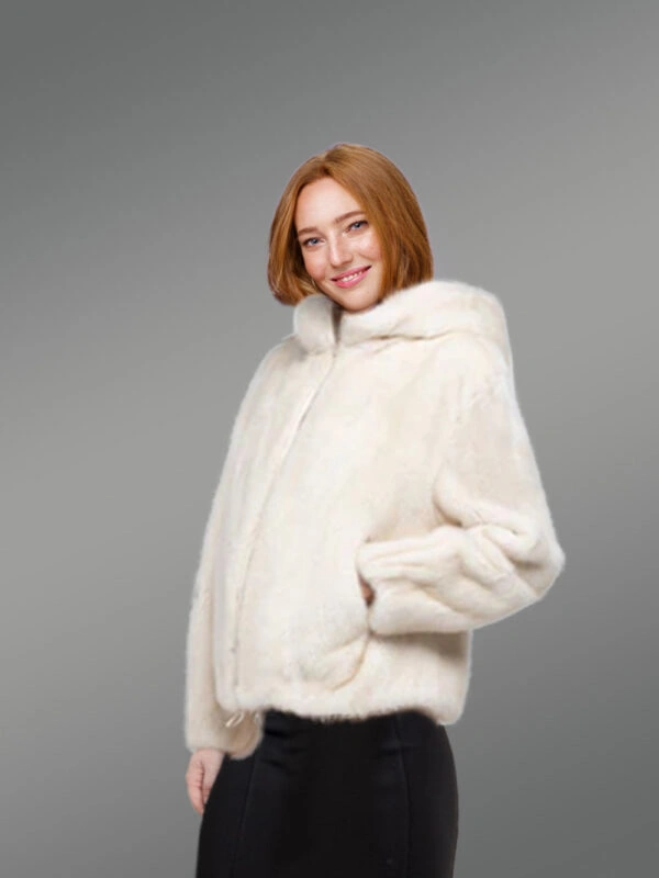 Womens Full Skin White Mink Jacket – Versatile Outfit with Classy Charm - Image 2
