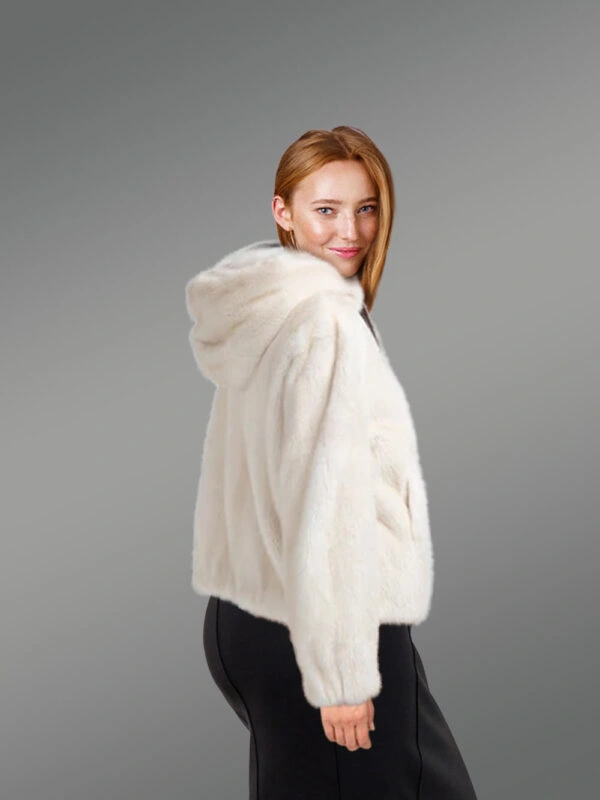 Womens Full Skin White Mink Jacket – Versatile Outfit with Classy Charm - Image 3