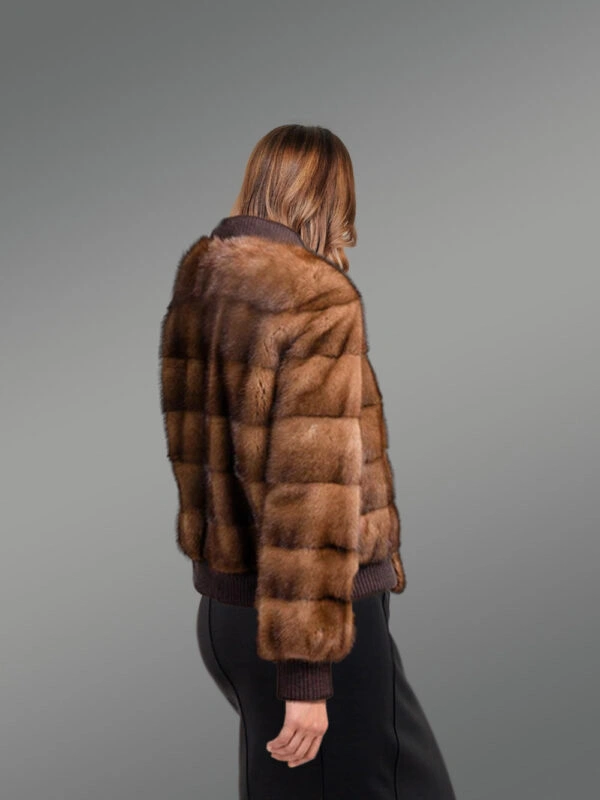 Women’s Baseball Mink Bomber Jacket - Image 3