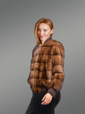 Women’s Baseball Mink Bomber Jacket