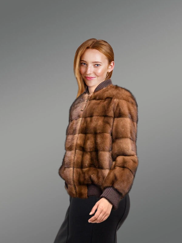 Women’s Baseball Mink Bomber Jacket