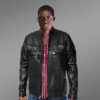 turtle neck leather jacket