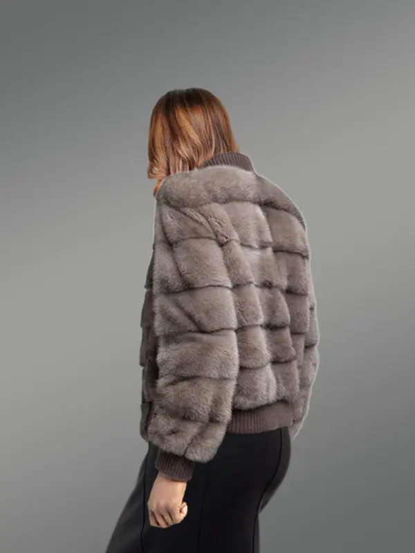 Blue Iris Mink Bomber – A Woman’s Modish Jacket with a Warm Feel - Image 2