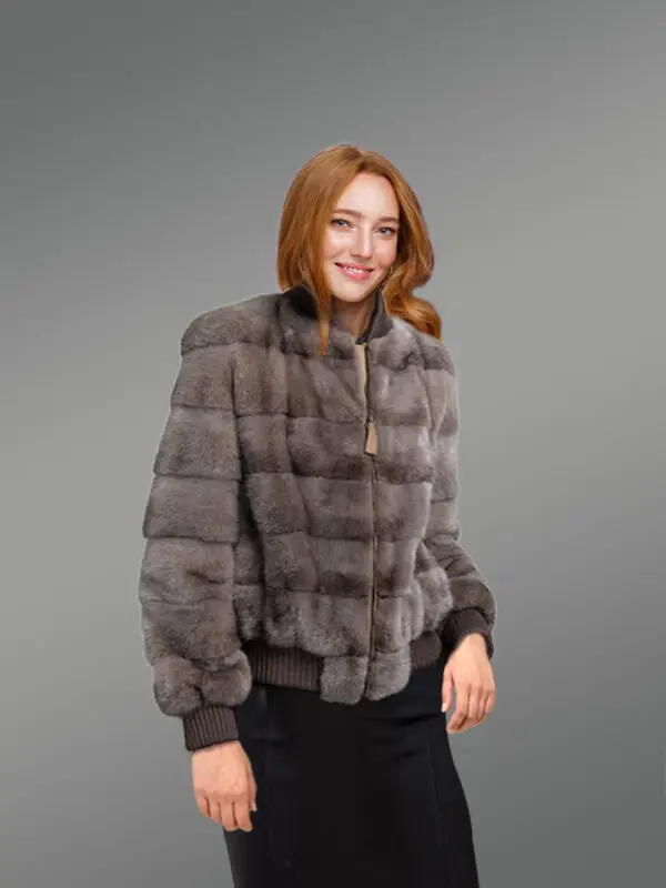 Blue Iris Mink Bomber – A Woman’s Modish Jacket with a Warm Feel - Image 4