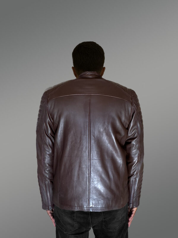 Brown Leather Jacket with Zippers Stylizing Men with Utmost Comfort - Image 3