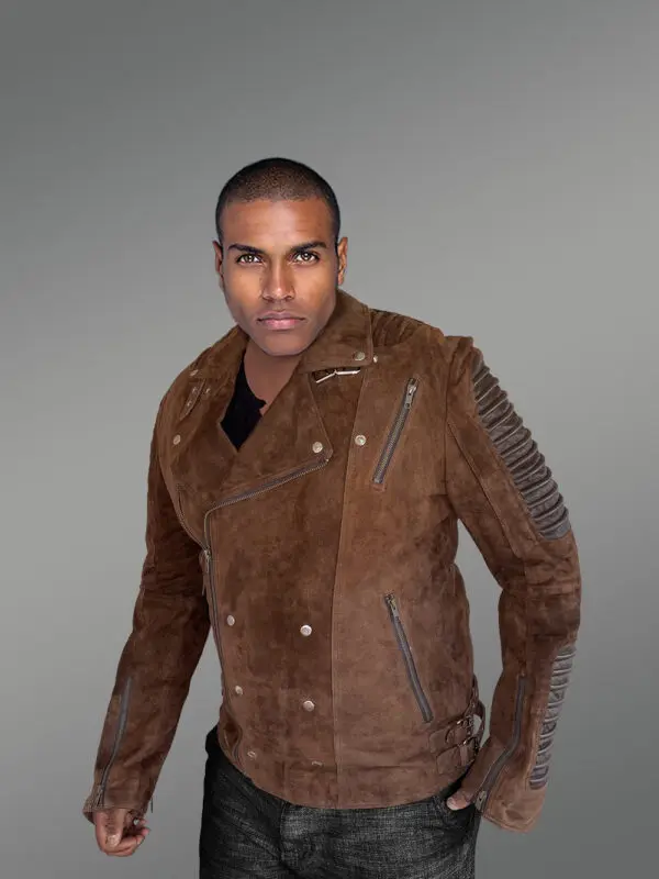 Brown Biker Jacket of Suede Leather – Luxurious Feel with Exquisite Looks - Image 2