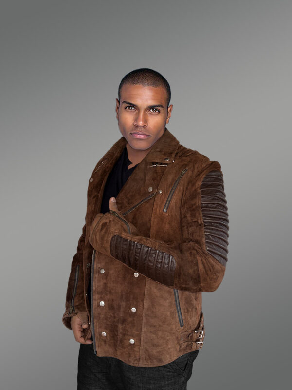 Brown Biker Jacket of Suede Leather – Luxurious Feel with Exquisite Looks - Image 3