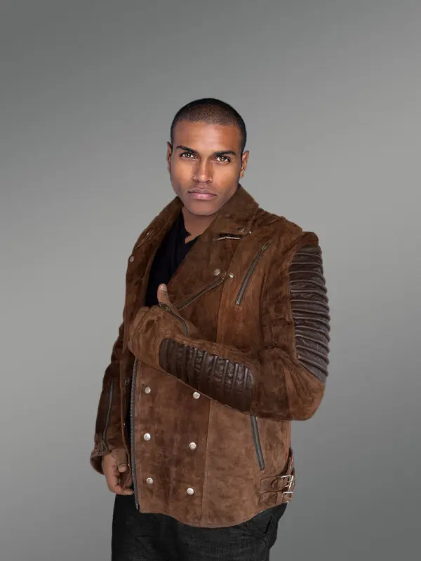 Brown Biker Jacket of Suede Leather – Luxurious Feel with Exquisite Looks - Image 3