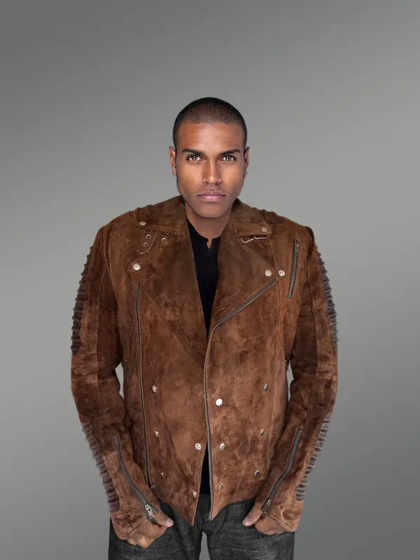 Brown Biker Jacket of Suede Leather – Luxurious Feel with Exquisite Looks - Image 4