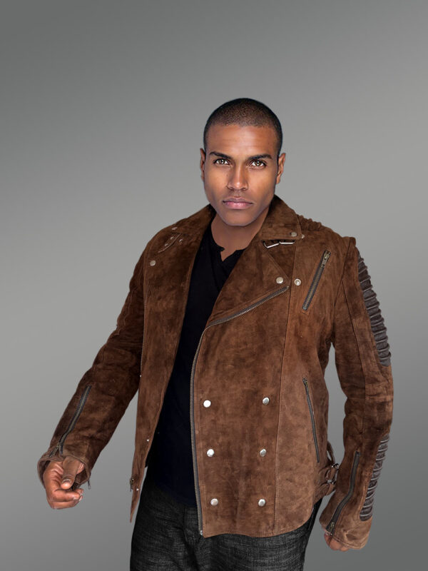 Brown Biker Jacket of Suede Leather – Luxurious Feel with Exquisite Looks - Image 5