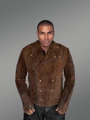 Brown Biker Jacket of Suede Leather – Luxurious Feel with Exquisite Looks