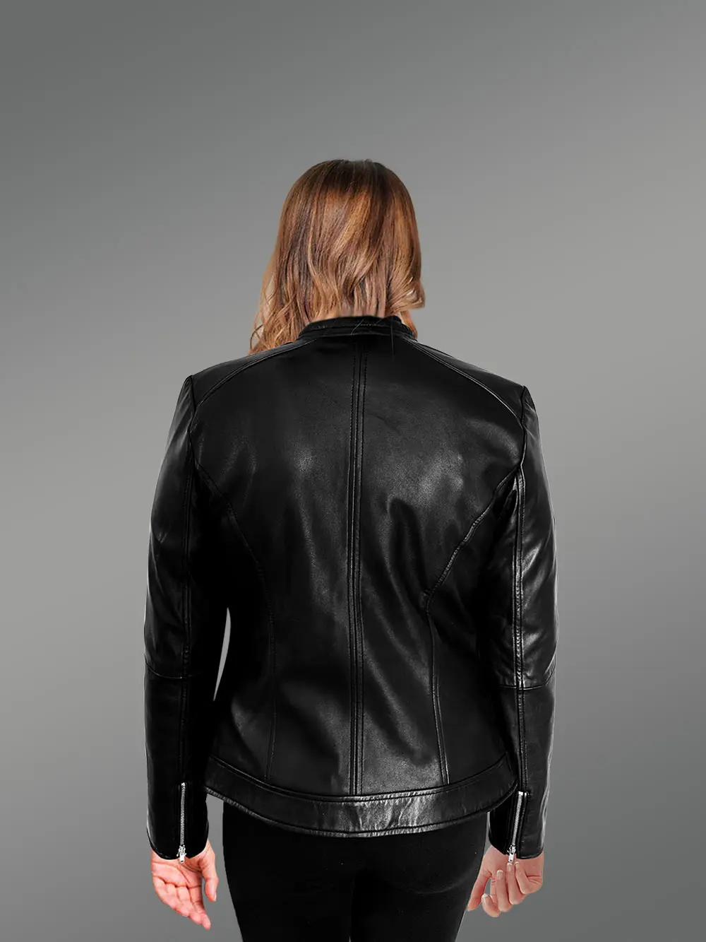 Women’s Leather Biker Jacket in Quilt - Image 3