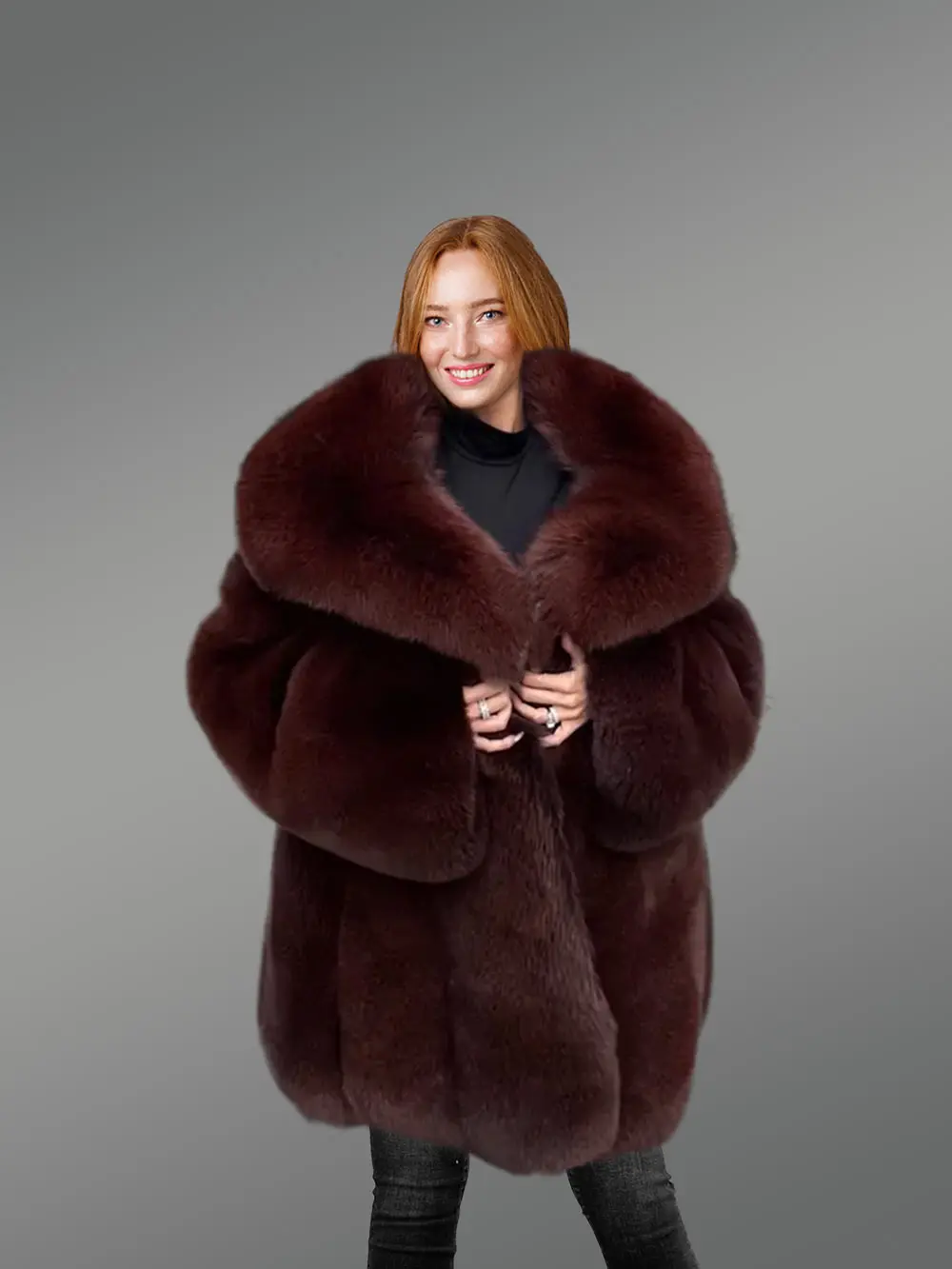 Arctic Fox Dyed Womens Coat Handcrafted with Majestic Comfort - Image 3