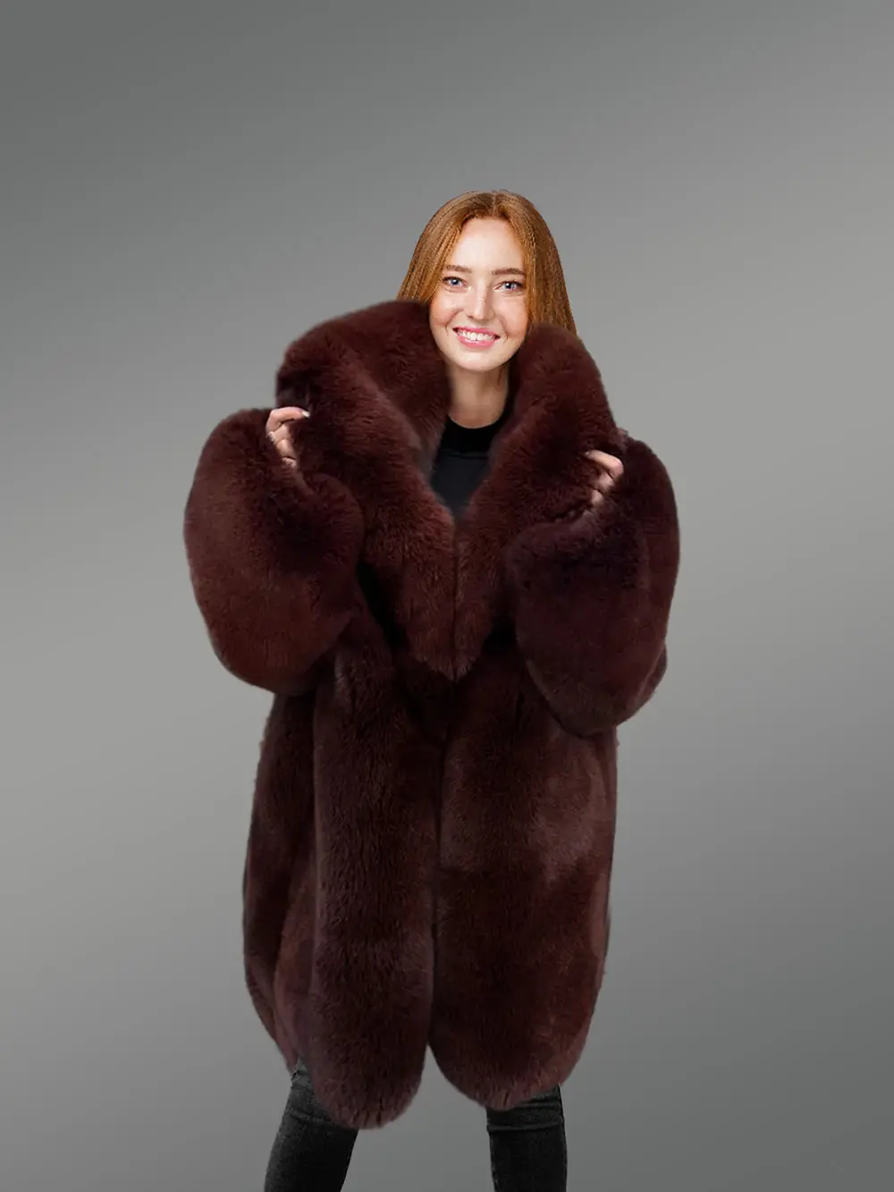Arctic Fox Dyed Womens Coat Handcrafted with Majestic Comfort - Image 4
