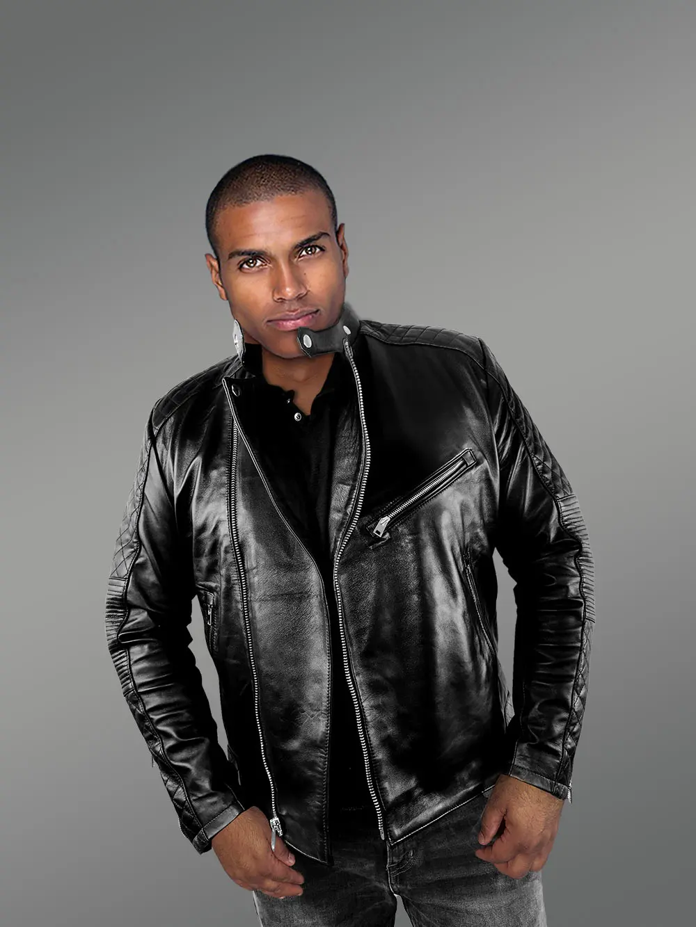 Mens Black Lambskin Leather Jacket – High-Fashion Looks with Comforting Touch - Image 3