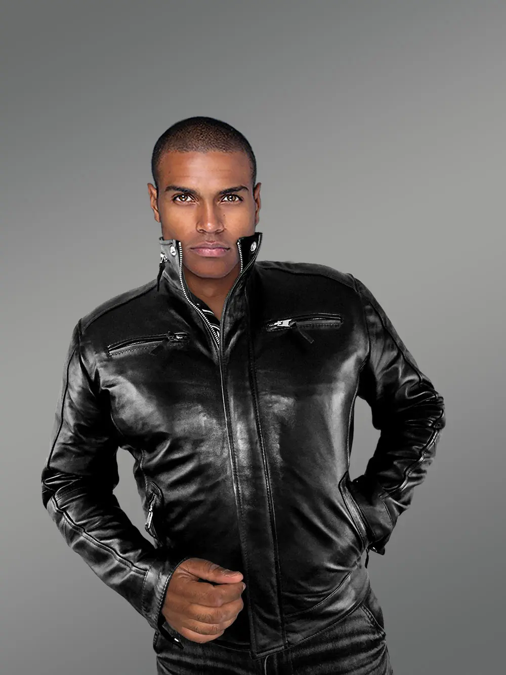 Mens Black Lambskin Leather Jacket – High-Fashion Looks with Comforting Touch - Image 5