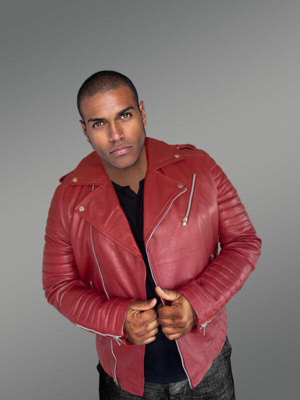 Mens Classic Leather Biker Jacket - Image 2