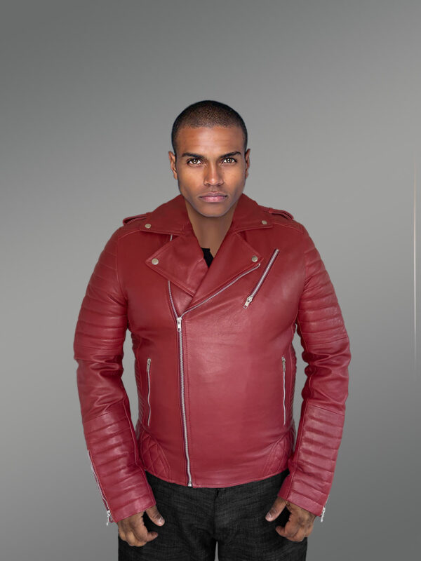 Mens Classic Leather Biker Jacket - Image 5