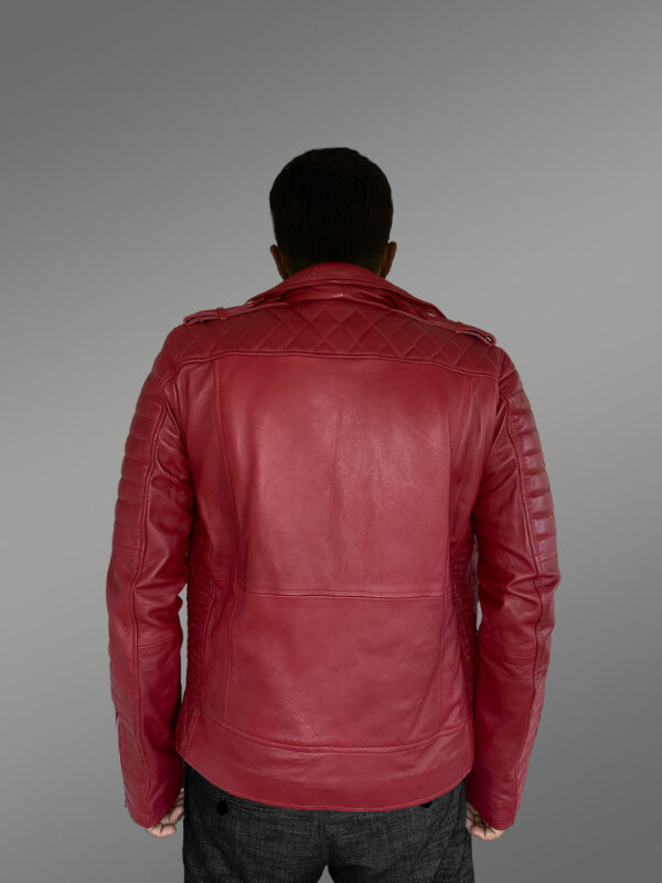 Mens Classic Leather Biker Jacket - Image 6