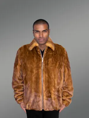 Men’s Fullskin Mink Bomber in whisky Gold