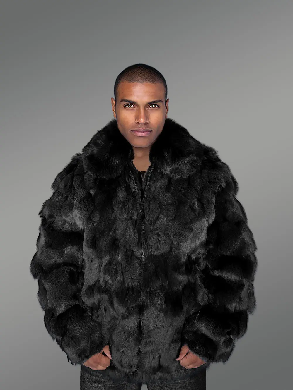 Mens Section Fox Fur Bomber Jacket Soothing Your Winter Evenings - Image 3
