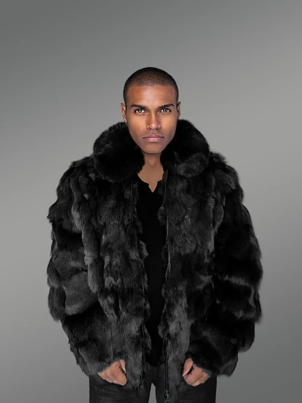 Mens Section Fox Fur Bomber Jacket Soothing Your Winter Evenings - Image 4