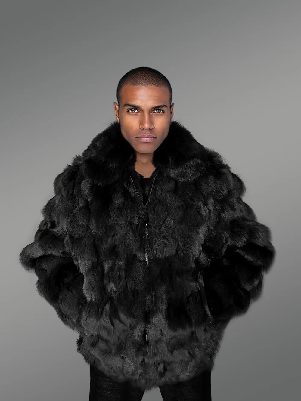Mens Section Fox Fur Bomber Jacket Soothing Your Winter Evenings - Image 5