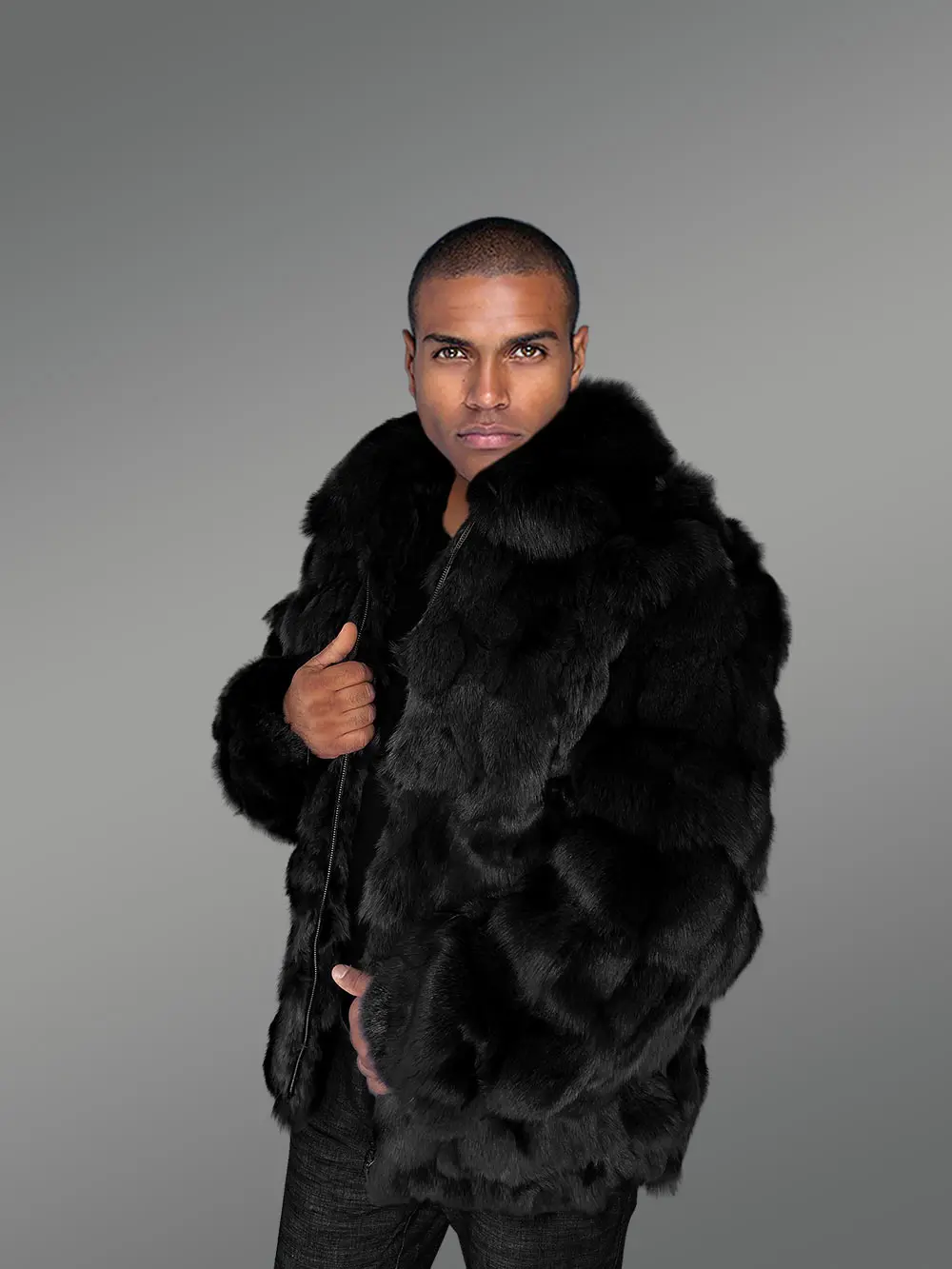 Mens Section Fox Fur Bomber Jacket Soothing Your Winter Evenings - Image 7
