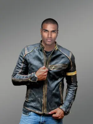 Black Distressed Leather Jacket for Men – Rugged Looks with Comforting Texture
