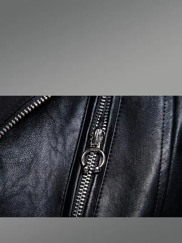 Leather Biker Jacket with Quilt Details on Sleeves Exudes Rugged Charm - Image 2