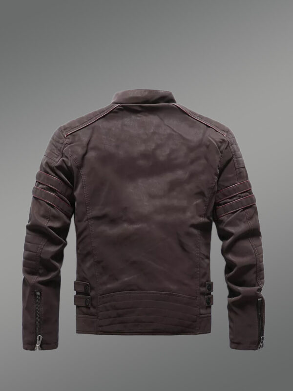 Men’s Matt Leather Jacket in Brown - Image 4