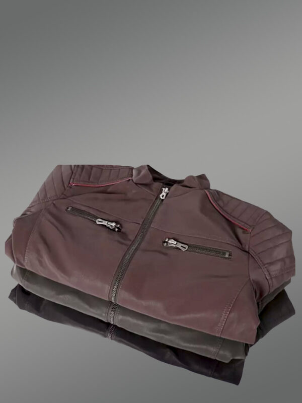 Men’s Matt Leather Jacket in Brown - Image 6