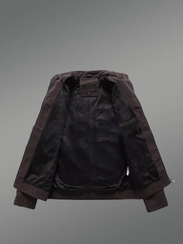Men’s Matt Leather Jacket in Brown - Image 9