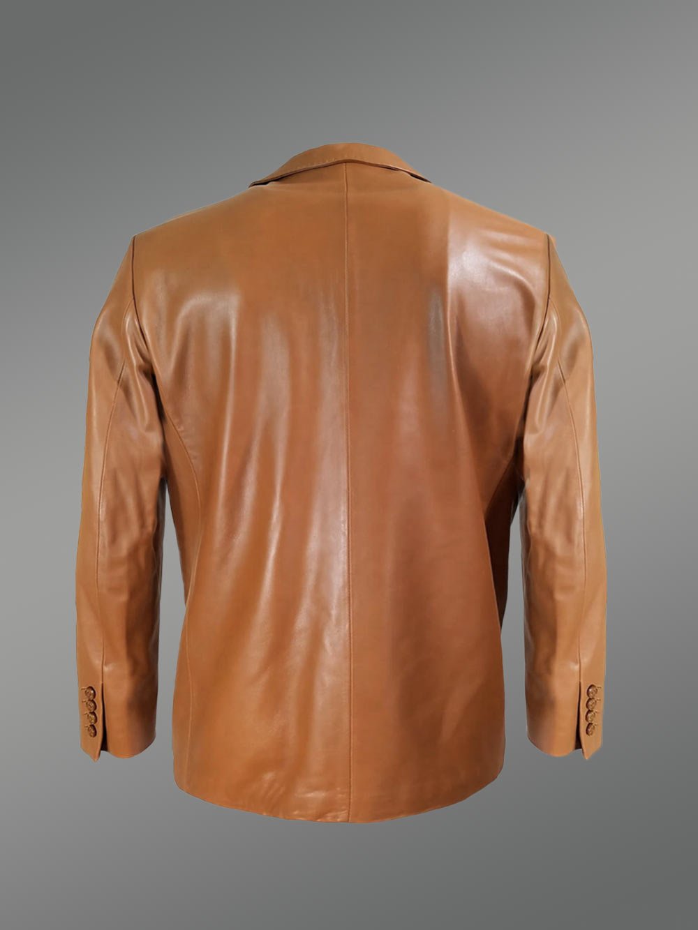 Mens Tan Leather Blazer with Notched Lapel – Versatile Outfit for Different Purposes - Image 4