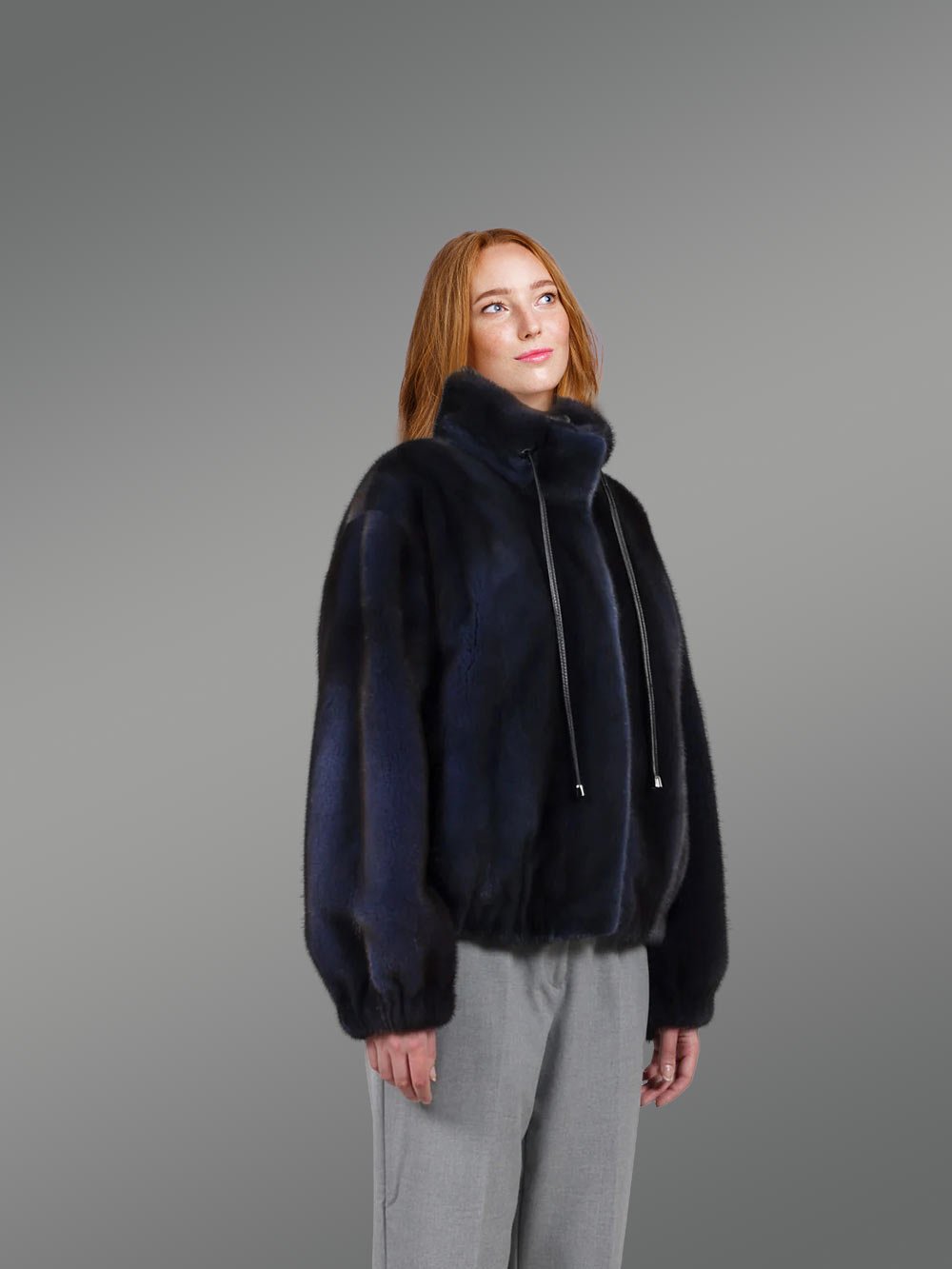 Blue Mink Bomber with Turtleneck Collar – Exceptional Warmth & Great Looks - Image 6