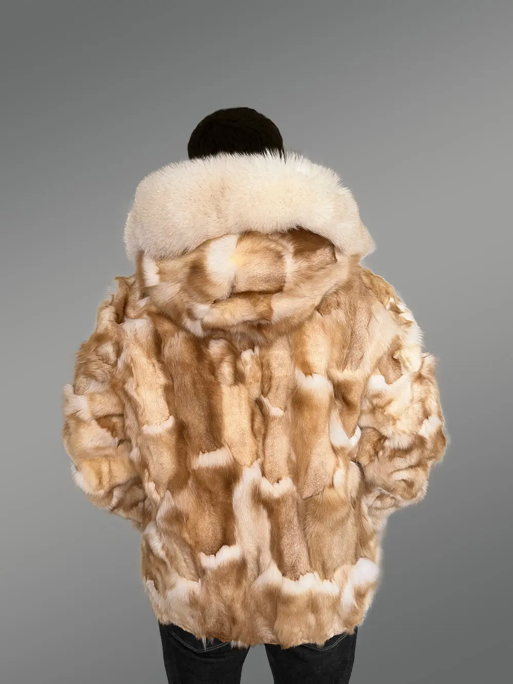 Mens Golden Fox Fur Bomber Jacket for an Exquisite Presence - Image 5