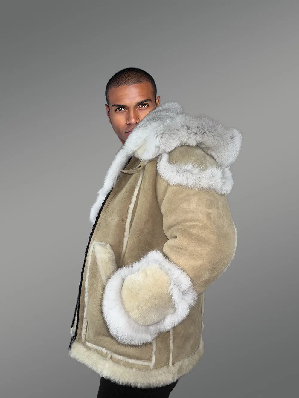 Mens Shearling Jacket with Fox Fur Accents – A Swanky Thermal Wear - Image 8