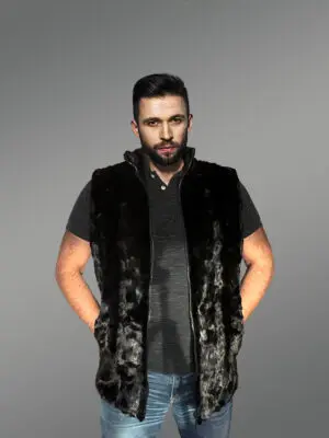 Black Mink Fur Mens Vest - A Relaxing Trendy Outer Wear