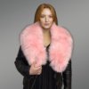 Leather Biker Jacket with Fox Fur Lapel