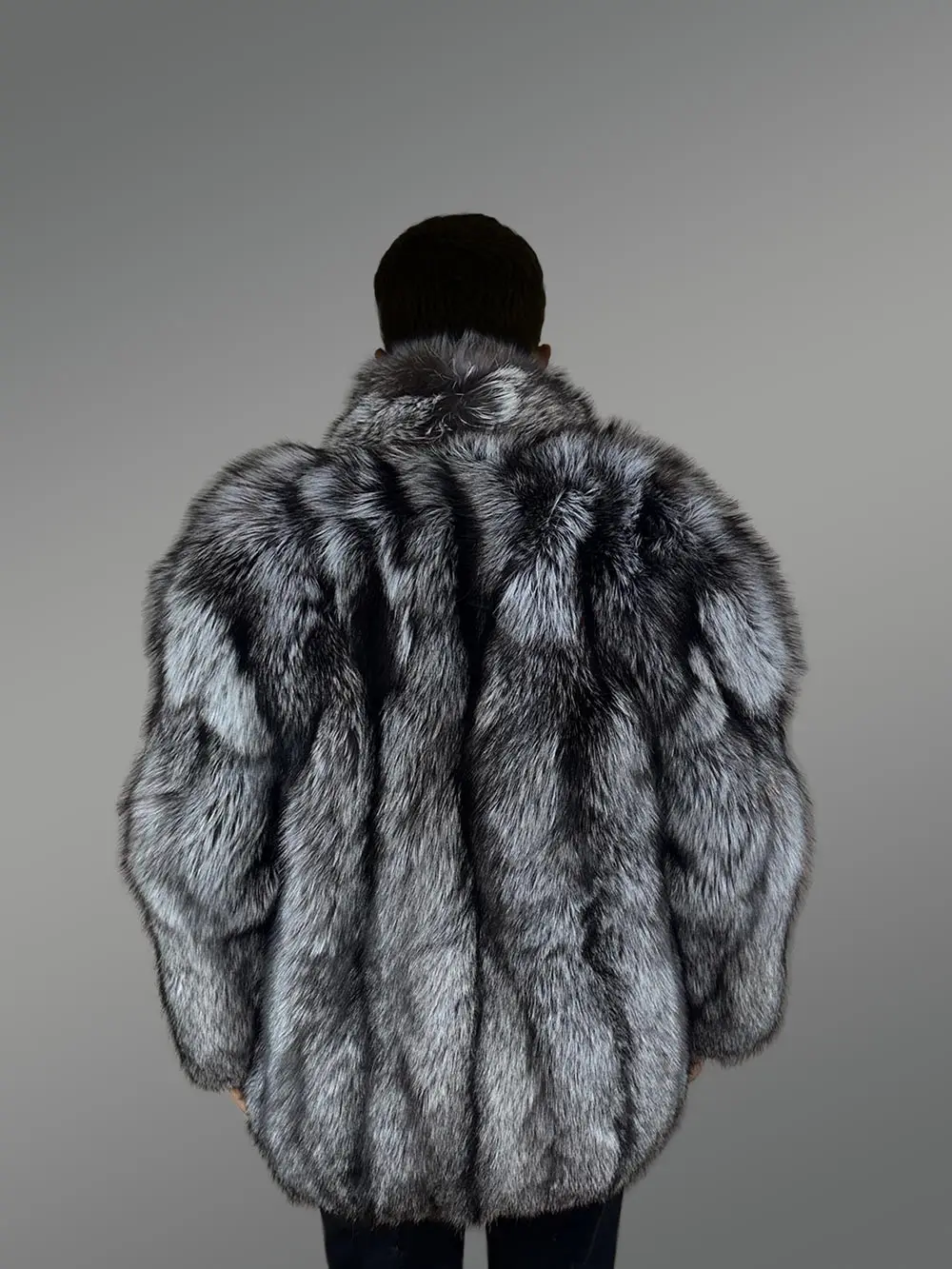 Mens Silver Fox Fur Stroller Coat – Luxurious Look & Touch of Real Fur - Image 6