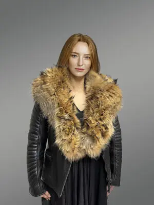 Womens Leather Biker Jacket with Fur Collar – Versatile Outfit for Many Occasions