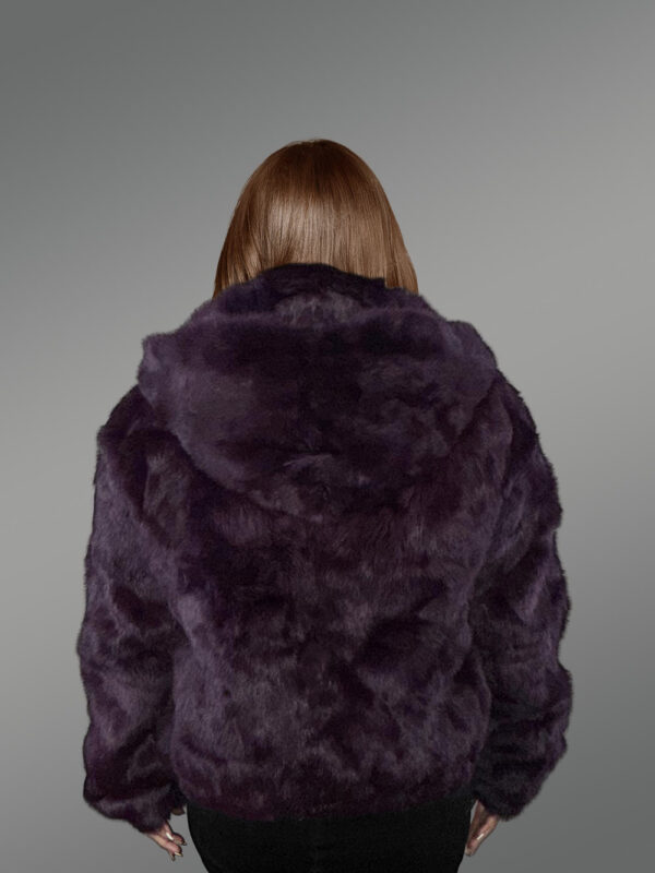 Womens Purple Rabbit Fur Bomber – Looks Unique & Feels Comforting - Image 2