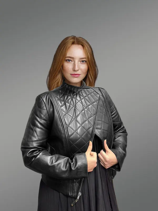 Womens Crop Lambskin Leather Jacket – Perfect Choice for Trendsetters - Image 3