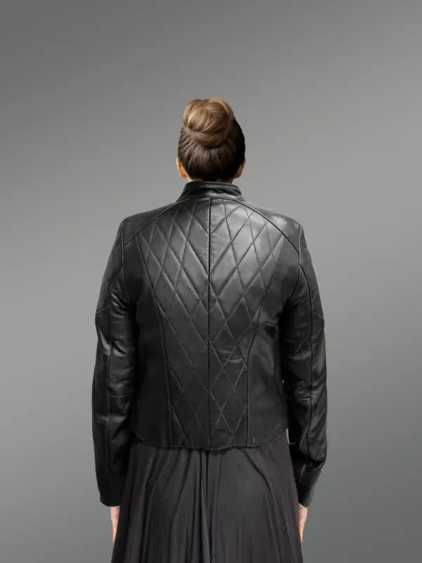 Womens Crop Lambskin Leather Jacket – Perfect Choice for Trendsetters - Image 4
